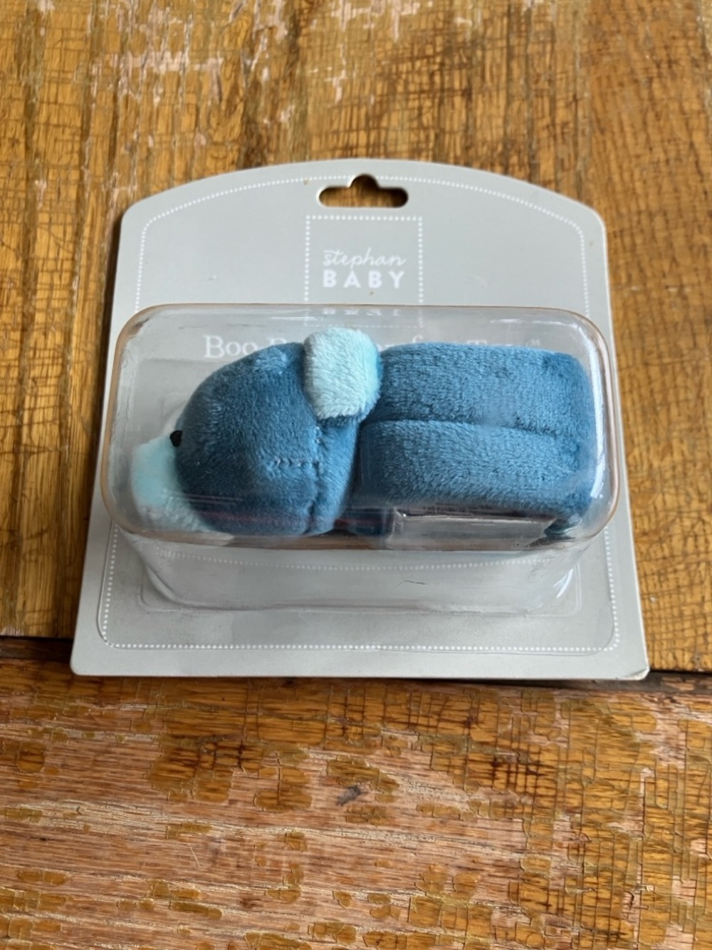 Stephan Baby Blue Plush Bear Rattle for Infants